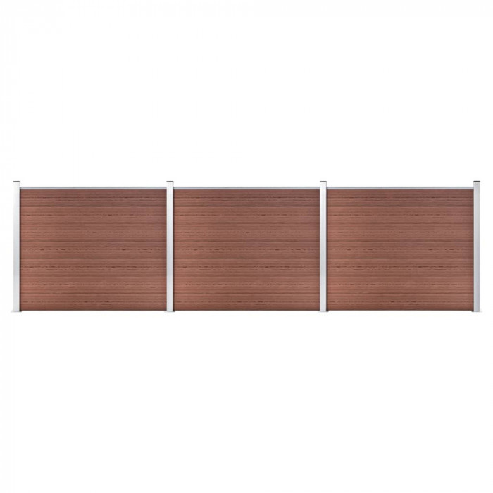 Set panouri gard, 526x146 cm, maro, WPC