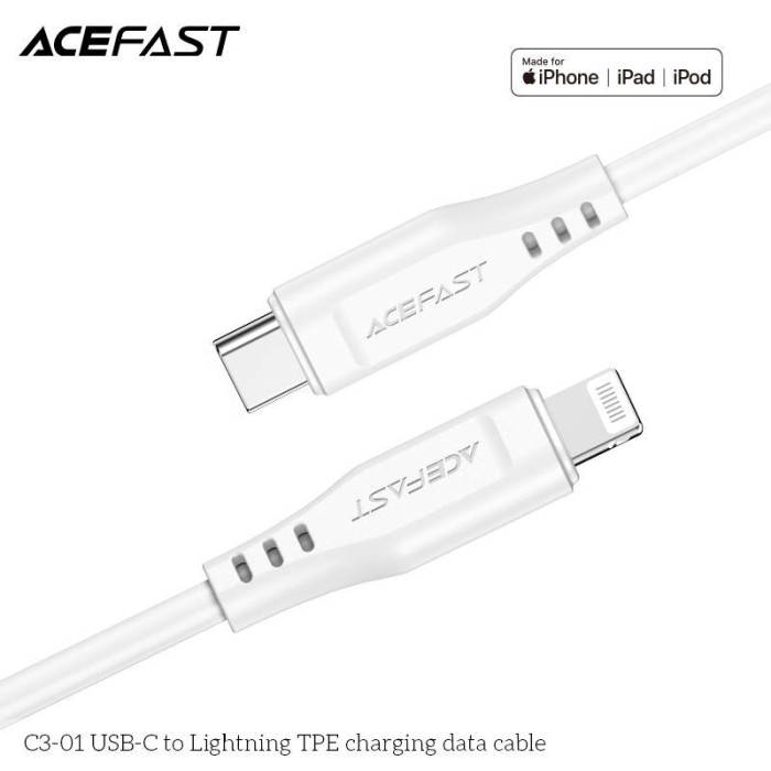 Cablu Acefast type c - lightning C3-01 alb