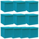 vidaXL Cutii depozitare cu capace 10 buc. albastru 32x32x32 cm, textil 288376