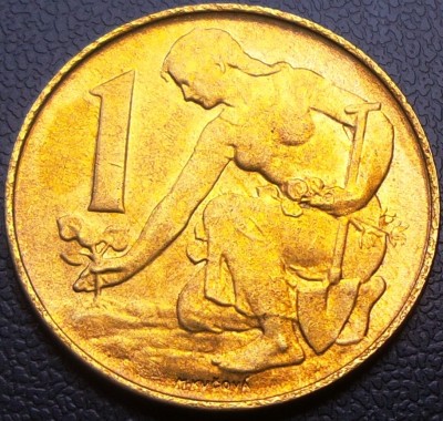 Moneda 1 COROANA - CEHIA, anul 1992 *cod 489 A - A.UNC foto