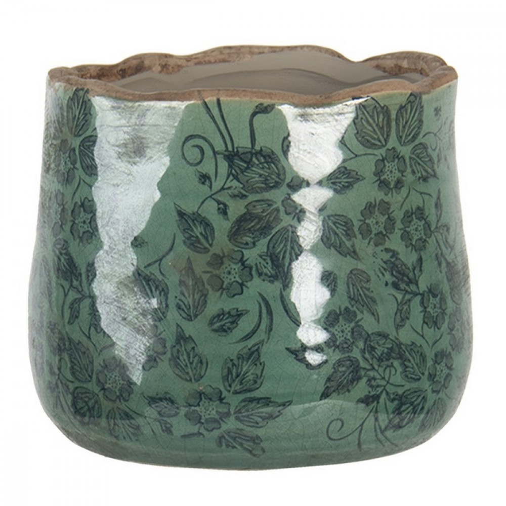 Ghiveci de flori din ceramica verde 13x11 cm Elegant DecoLux, Clayre & Eef  | Okazii.ro