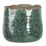 Ghiveci de flori din ceramica verde 13x11 cm