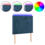 Cumpara ieftin Tablie de pat cu LED, albastru inchis, 100x5x118/128cm, catifea