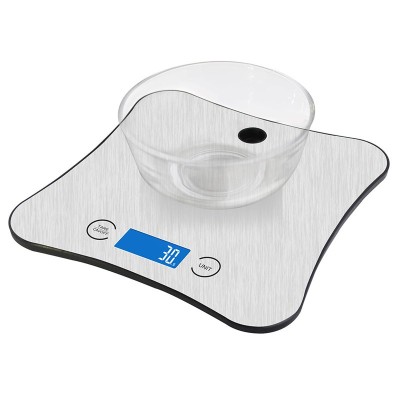 Cantar de bucatarie Platinet, 18 x 18 cm, ecran LCD, inox, maxim 5 kg, Gri foto