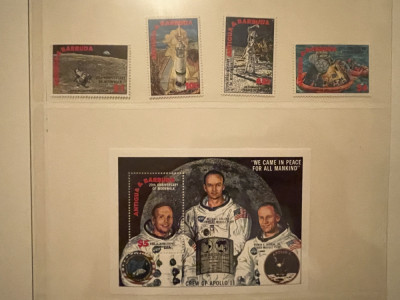 antigua serie timbre spatiu cosmos apollo aselenizare nestampilate MNH foto