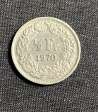 Moneda 1/2 franci 1970 Elvetia