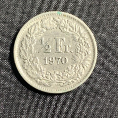 Moneda 1/2 franci 1970 Elvetia