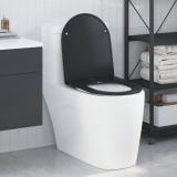 Scaun de toaletă cu eliberare rapidă și &icirc;nchidere moale - Duroplast, Negru, vidaXL