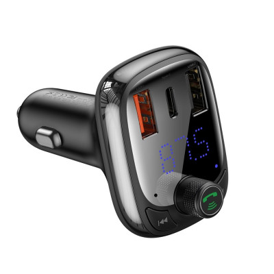 Transmițător FM Baseus &amp;Icirc;ncărcător Auto Bluetooth 5.0 PPS &amp;Icirc;ncărcare Rapidă QC4.0 Livrare Energie USB Tip C / Micro SD 5A 36W Negru (CCTM-B01) foto