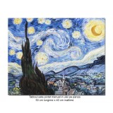 Tablou celebru pictat manual, Noapte instelata - 50x40cm ulei pe panza, reproducere Vincent van Gogh