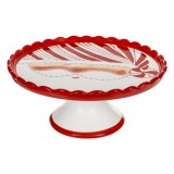 Platou Ceramica Mos Craciun, Diametru 31 cm, Inaltime 14 cm, Alb Rosu, Oem