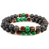 Set 2 Bratari Roca Vulcanica &amp; Malachit, Unisex, Elastice, 6mm, Protectie &amp; Energie, 19-20cm
