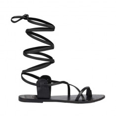 Manebi sandale de piele Tie-Up Leather Sandals femei, culoarea negru L 7.0 Y0