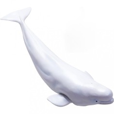 Figurina Balena Alba pictata manual, Beluga jucarie moale si flexibila, 26 cm, +3 ani Alb 6.5 cm
