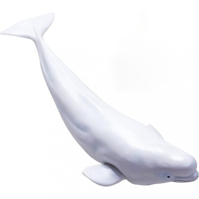 Figurina Balena Alba pictata manual, Beluga jucarie moale si flexibila, 26 cm, +3 ani Alb 6.5 cm foto