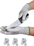 Set de 3 perechi de manusi anti-punctie Donfri, PU, gri, M, 16 - 17,5 cm