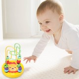 Jucarie Montessori Lemn, Mini Labirint Margele Colorate Leu, Joc Educativ Logica, Coordonare Mana-Ochi, Non-toxic
