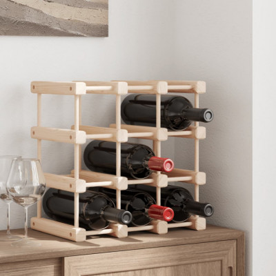 vidaXL Raft de vin pentru 12 sticle, 36x23x36 cm, lemn masiv de pin foto