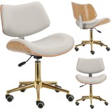 Taburet cosmetic cu spătar hoker de frizer scăunel scaun rotativ rotund reglabil gri