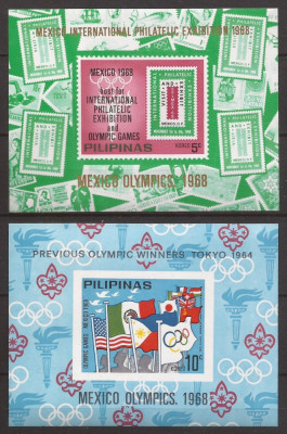 FILIPINE SPORT J.O. DE VARA 1968 ( 2 colite nedantelate ) MNH foto