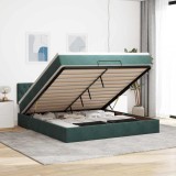 vidaXL Cadru de pat otoman cu saltea verde &icirc;nchis 160x200cm catifea