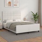 VidaXL Cadru de pat cu tăblie, alb, 140x200 cm, piele ecologică