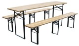 Set masa bere pliabil Dortmund Max cu 2 banci, 220x70 cm, lemn lacuit