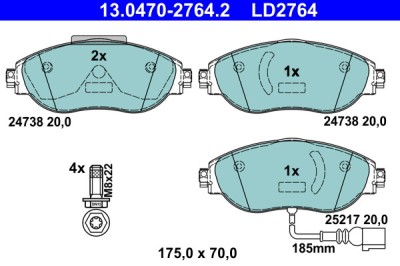 ATE 13.0470-2764.2 ATE Ceramic set placute frana,frana disc foto