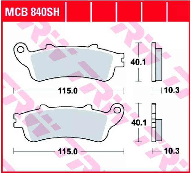 Set placute frana spate TRW MCB840SH - Honda GL 1800 Goldwing (01-05) - GL 1800 Goldwing ABS (06-16) - GL 1800 Goldwing (07-17)