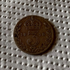 Marea Britanie - 3 Pence 1918 - Argint