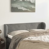 Gossi tablie de pat cu aripioare gri deschis 147x23x78/88 cm catifea