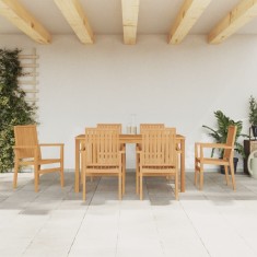 vidaXL Set mobilier de grădină, 7 piese, lemn masiv de tec 3157916