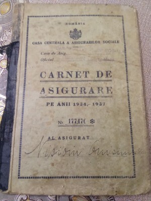 Carnet de Asigurări 1934 1937 foto