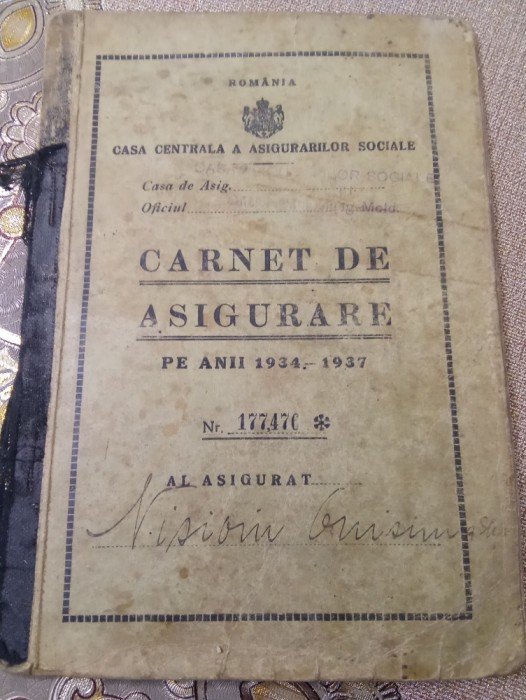Carnet de Asigurări 1934 1937