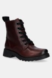 Fly London bocanci de piele RAGI539FLY culoarea bordo, cu toc plat, P144539039