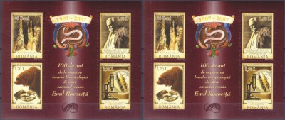 T - 1753aa - 100 Ani Speologie, Emil RACOVITA - 2 Blocuri - unused - 2007 foto