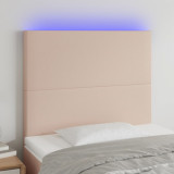 VidaXL Tăblie de pat cu LED, cappuccino, 100x5x118/128 cm, piele eco