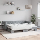 Cumpara ieftin Pat de zi cu extensie, gri deschis, 80x200 cm, textil
