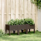 VidaXL Jardinieră de grădină cu picioare, maro, 120x40x42 cm, PP