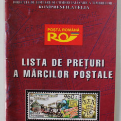 POSTA ROMANA , LISTA DE PRETURI A MARCILOR POSTALE , VALABILA DE LA 15 SEPTEMBRIE , 1996