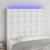Tablie de pat cu LED, alb, 80x5x118/128 cm, piele ecologica GartenMobel Dekor, vidaXL