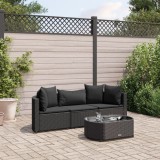 Gossi set mobilier de gradina cu perne, 4 piese, negru, poliratan
