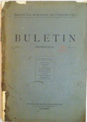 BULETIN TRIMESTRIAL, ANUL I, NR. 3-4, 1933 foto