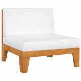 Canapea de mijloc modulara, perne alb crem, lemn masiv acacia GartenMobel Dekor, vidaXL