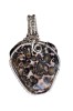 B249. Pandantiv cu Jasp Leopard, fir metalic argintiu, 3 cm, Unicat, Lux, RavariuArt
