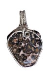 B249. Pandantiv cu Jasp Leopard, fir metalic argintiu, 3 cm, Unicat, Lux, RavariuArt