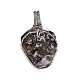 B249. Pandantiv cu Jasp Leopard, fir metalic argintiu, 3 cm, Unicat, Lux