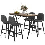 HOMCOM Set Bar Pavilion 5 Piese, Masă și 4 Scaune, Captușeală Groasă, Aspect de In, Gri &Icirc;nchis | Aosom Romania