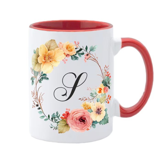 Cana m&acirc;ner roșu personalizata cu initiala S, INOVATIX&reg;️. 330ml