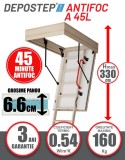 Cumpara ieftin Scara pod antifoc DEPOSTEP A 45 L EI45, lemn pin stratificat, termoizolata, max 310cm, 160kg sarcina
